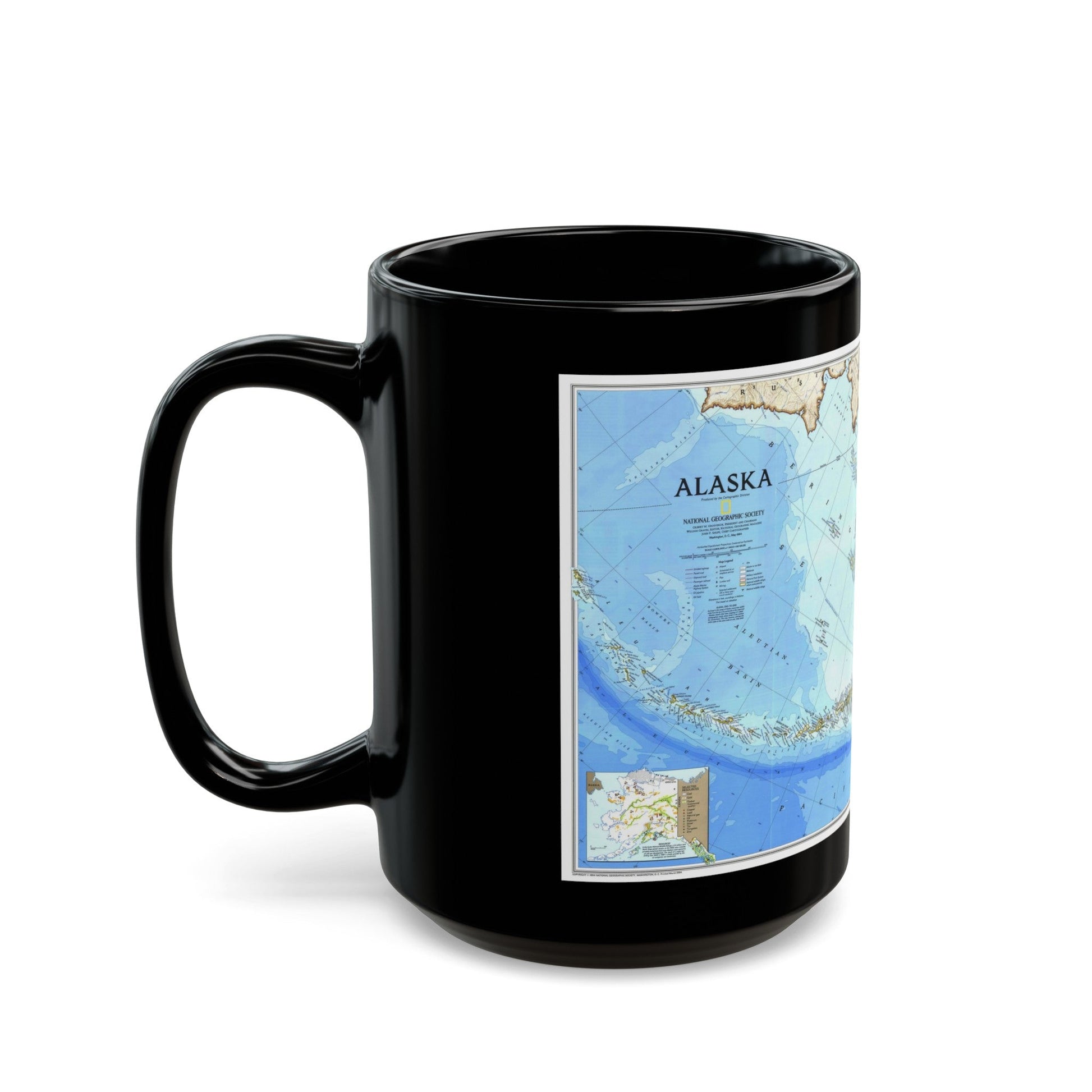 Alaska 1 (1994) (Map) Black Coffee Mug-The Sticker Space