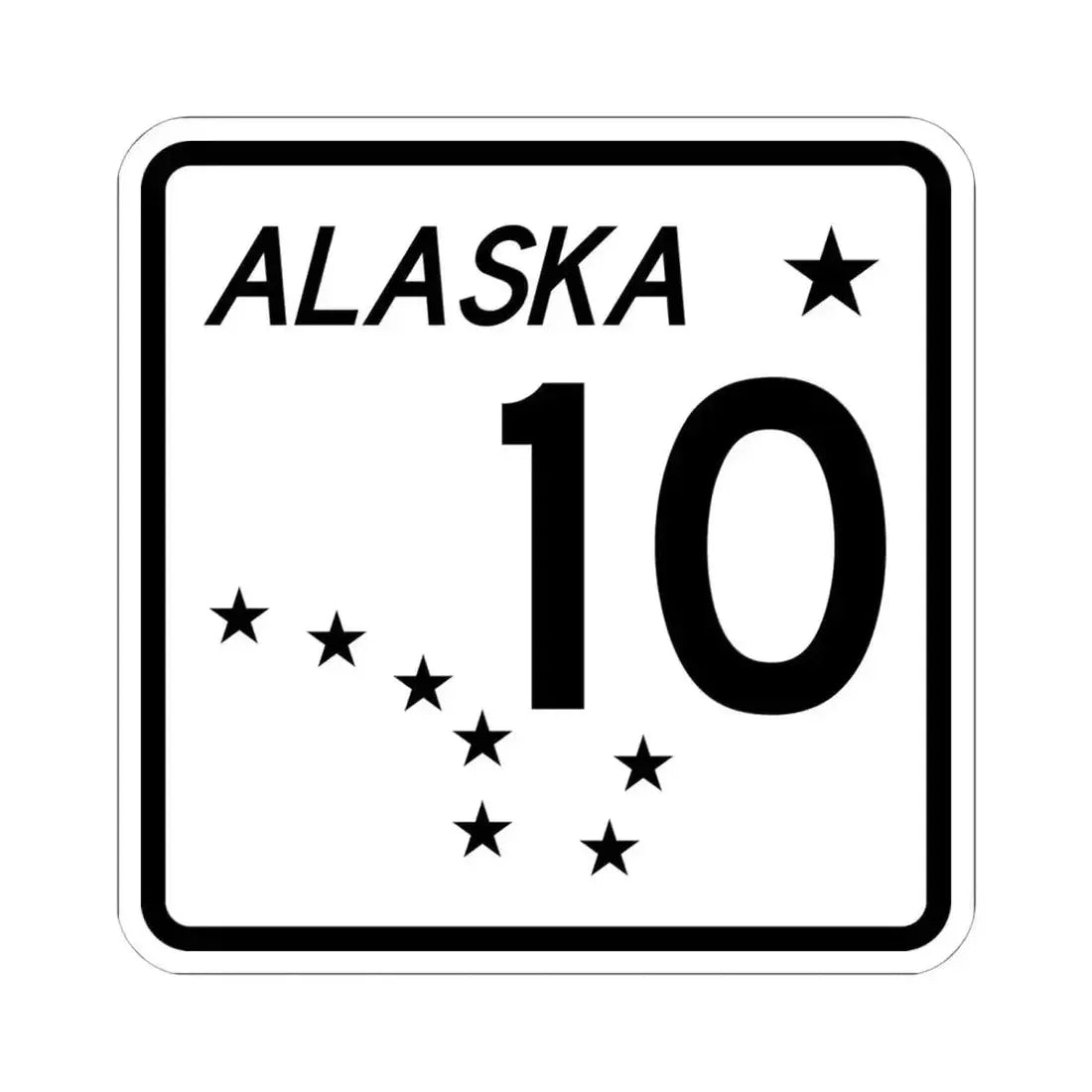 Alaska 10 shield (Alaska) (Road Sign) STICKER Vinyl Kiss-Cut Decal 6 Inch White - The Sticker Space