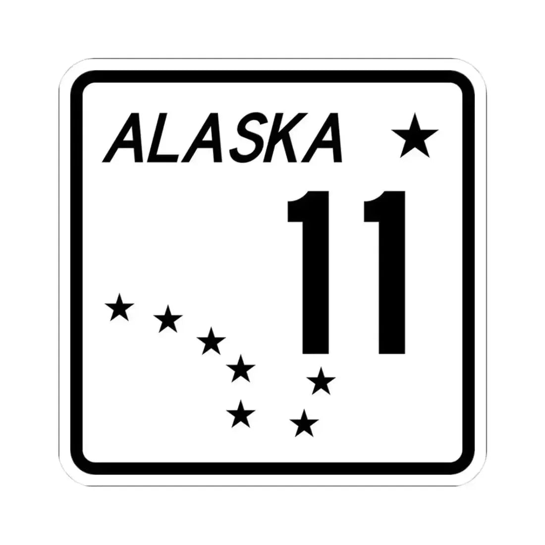 Alaska 11 shield (Alaska) (Road Sign) STICKER Vinyl Kiss-Cut Decal 3 Inch White - The Sticker Space