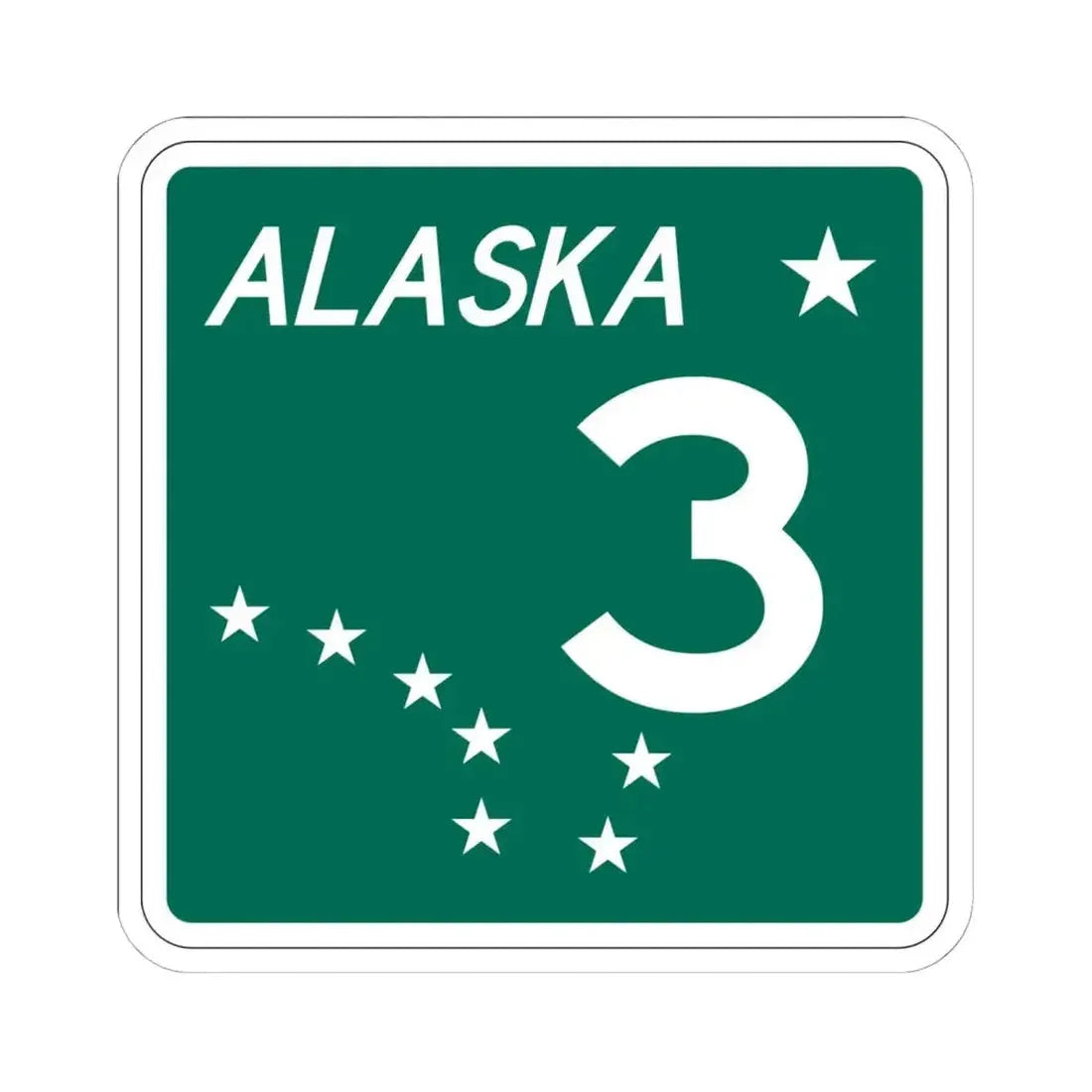 Alaska 3 Business shield (Alaska) (Road Sign) STICKER Vinyl Kiss-Cut Decal 6 Inch White - The Sticker Space