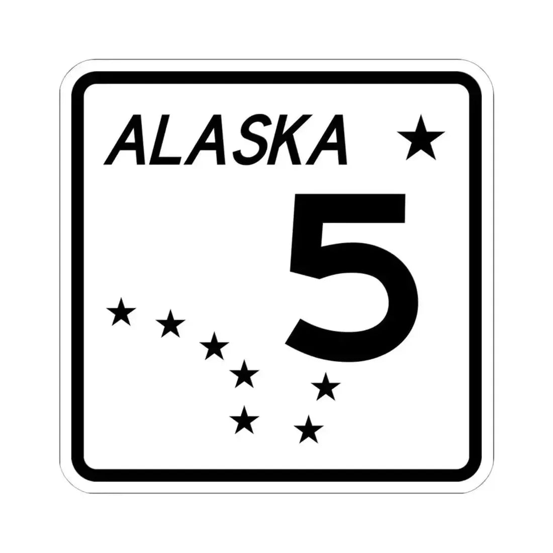 Alaska 5 shield (Alaska) (Road Sign) STICKER Vinyl Kiss-Cut Decal 6 Inch White - The Sticker Space