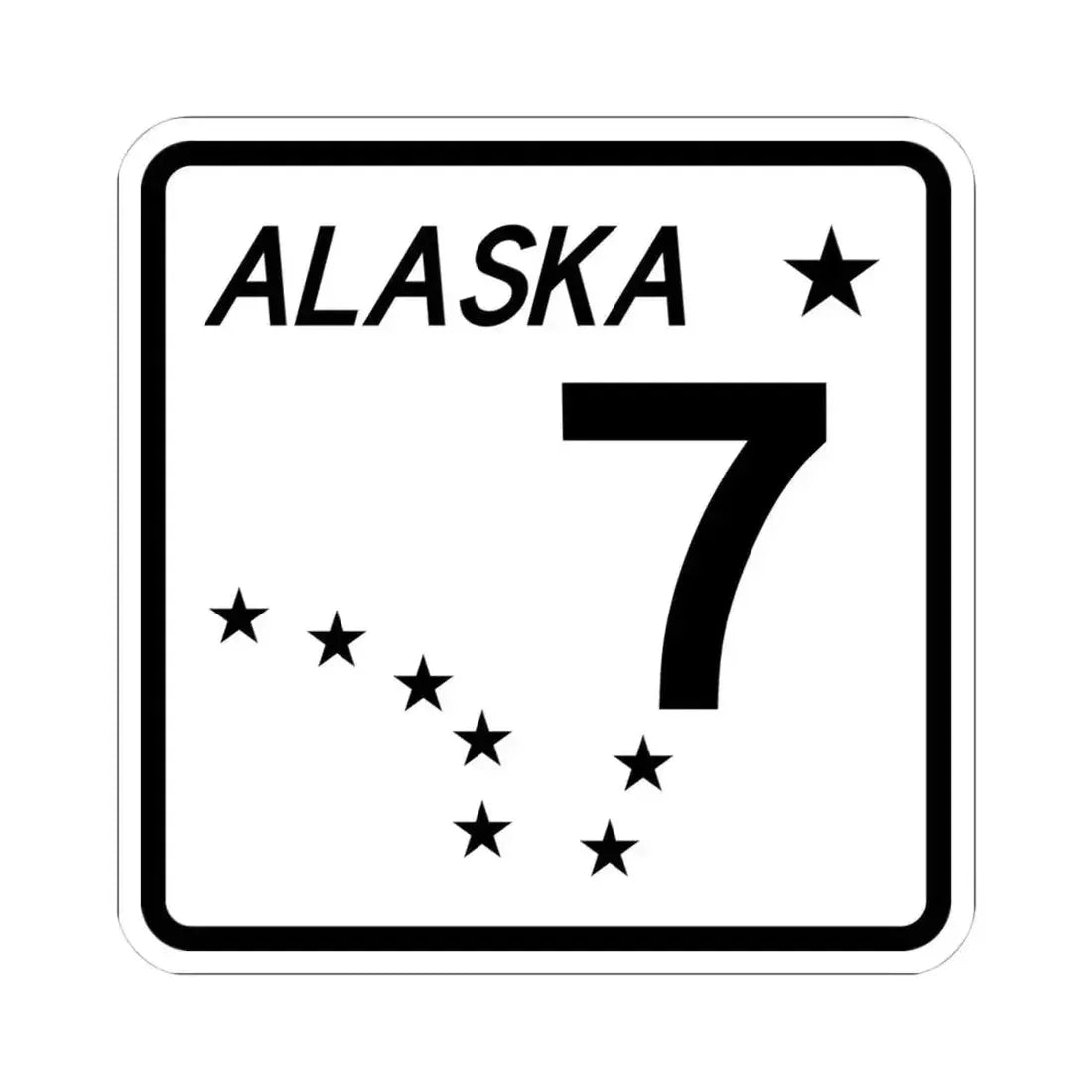 Alaska 7 shield (Alaska) (Road Sign) STICKER Vinyl Kiss-Cut Decal 4 Inch White - The Sticker Space