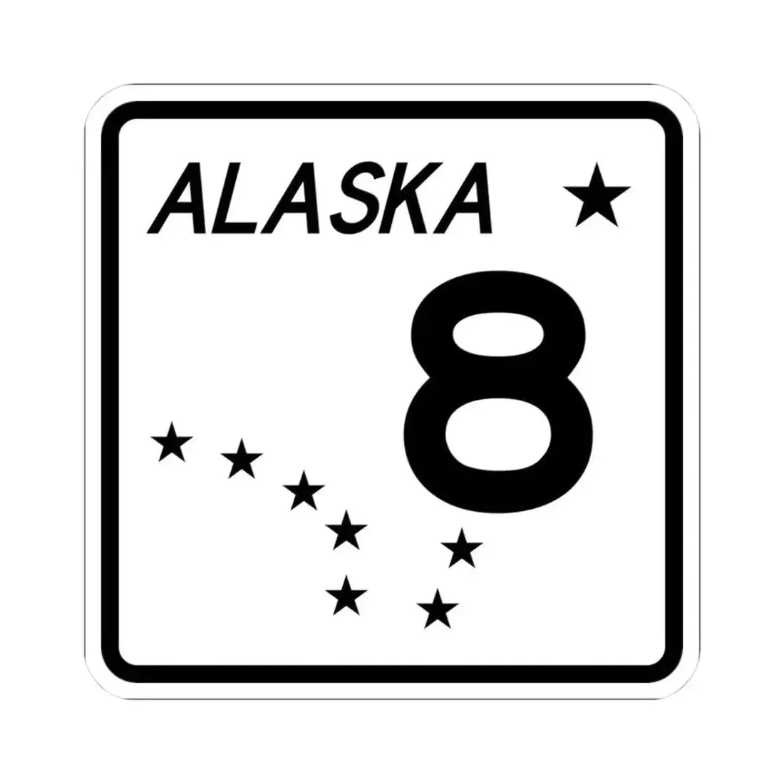Alaska 8 shield (Alaska) (Road Sign) STICKER Vinyl Kiss-Cut Decal 3 Inch White - The Sticker Space