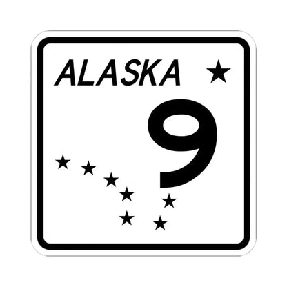 Alaska 9 shield (Alaska) (Road Sign) STICKER Vinyl Kiss-Cut Decal 4 Inch White - The Sticker Space