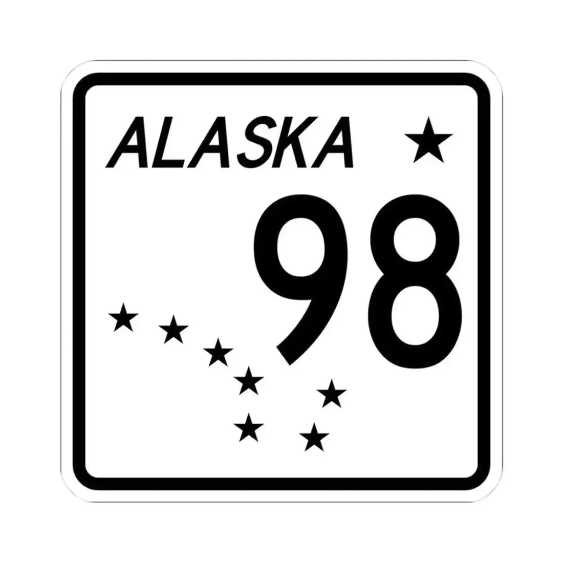 Alaska 98 shield (Alaska) (Road Sign) STICKER Vinyl Kiss-Cut Decal 3 Inch White - The Sticker Space