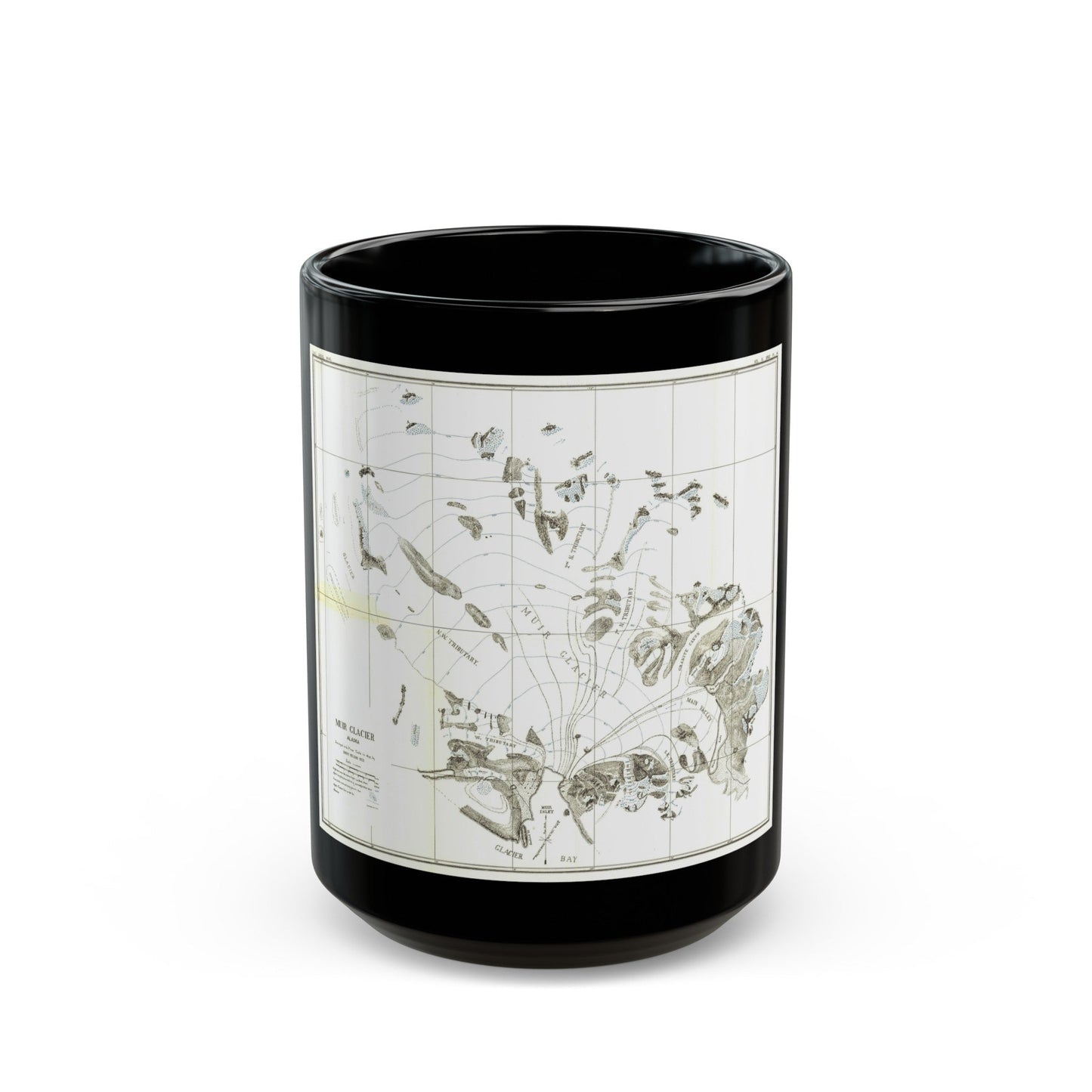 Alaska - Muir Glacier (1890) (Map) Black Coffee Mug-15oz-The Sticker Space