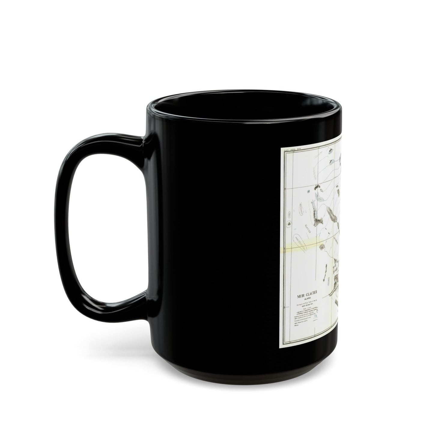 Alaska - Muir Glacier (1890) (Map) Black Coffee Mug-The Sticker Space