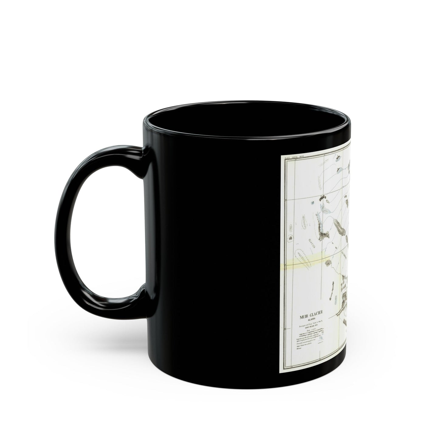 Alaska - Muir Glacier (1890) (Map) Black Coffee Mug-The Sticker Space