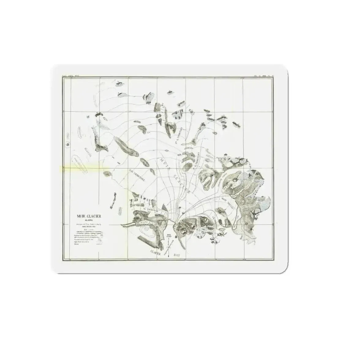Alaska - Muir Glacier (1890) (Map) Refrigerator Magnet 5 Inch - The Sticker Space