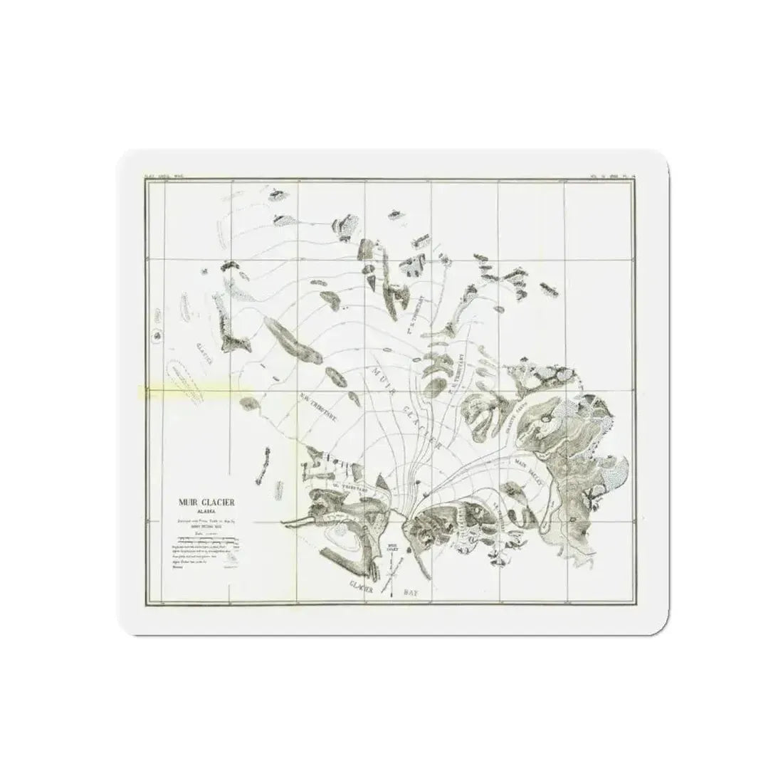 Alaska - Muir Glacier (1890) (Map) Refrigerator Magnet - The Sticker Space