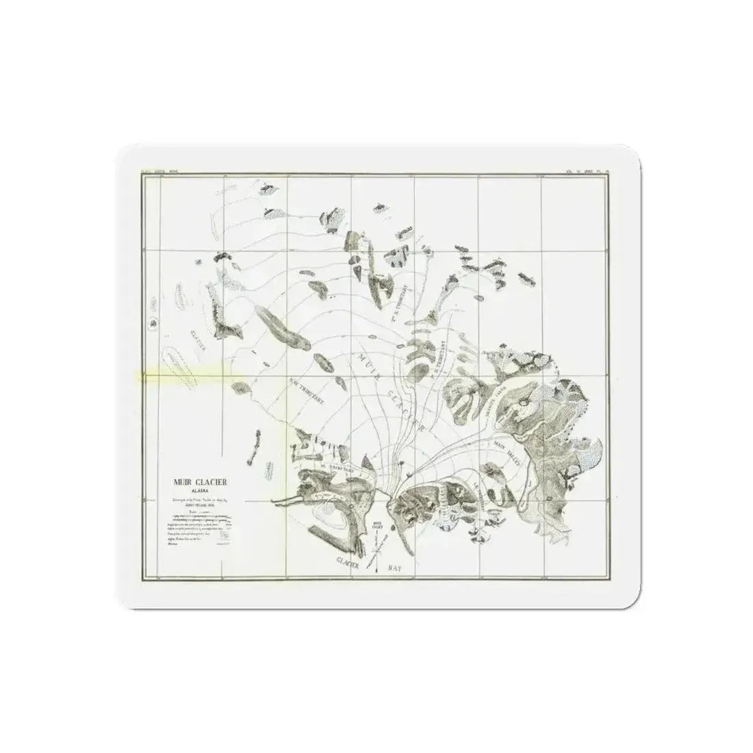 Alaska - Muir Glacier (1890) (Map) Refrigerator Magnet - The Sticker Space