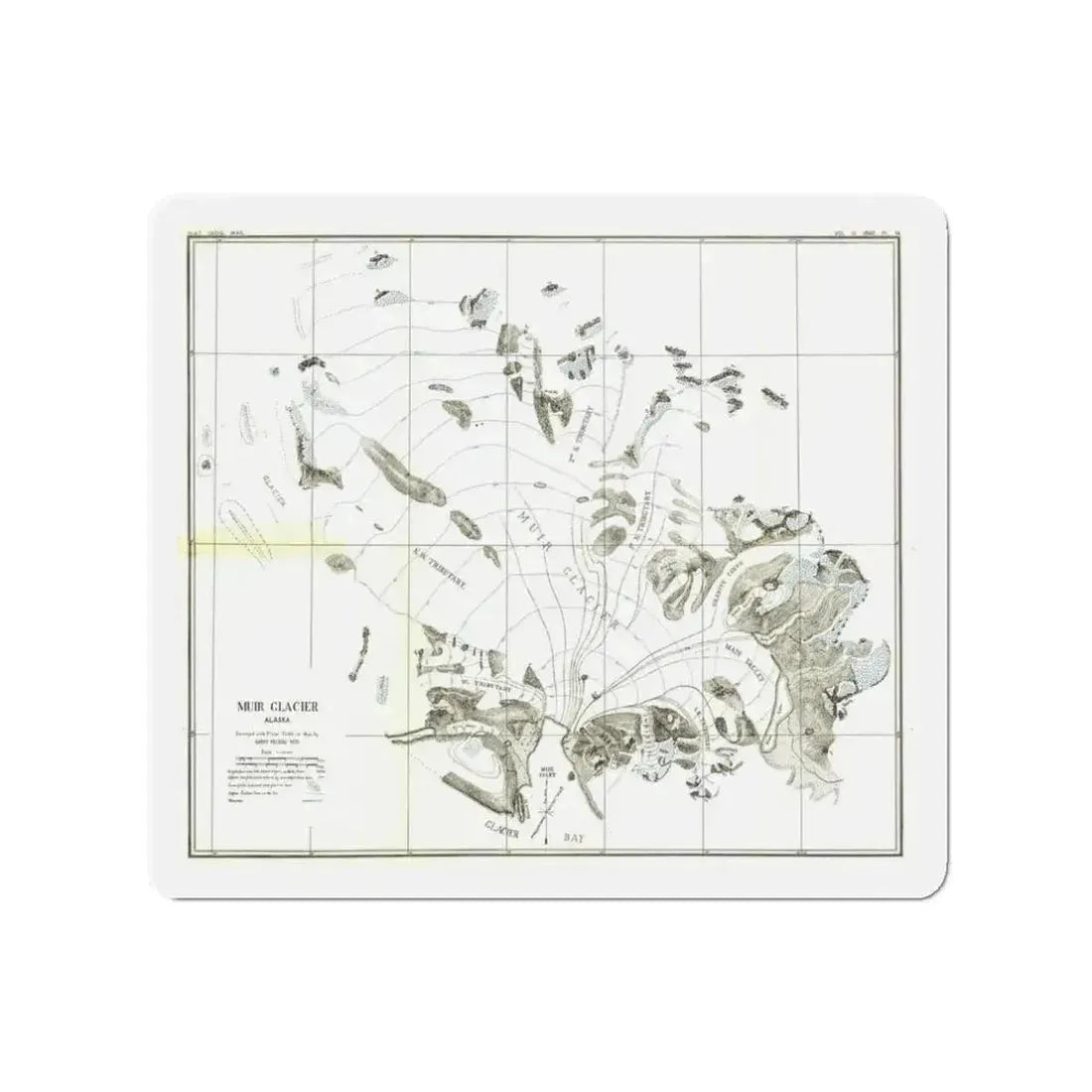 Alaska - Muir Glacier (1890) (Map) Refrigerator Magnet - The Sticker Space