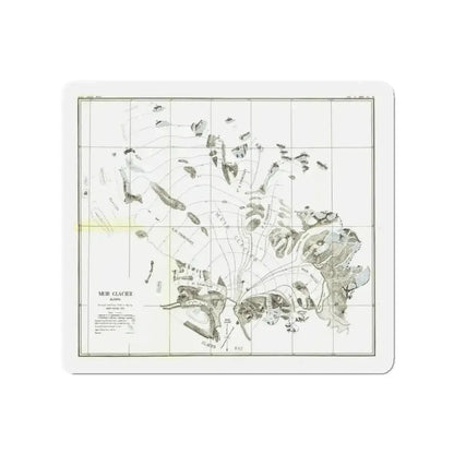 Alaska - Muir Glacier (1890) (Map) Refrigerator Magnet - The Sticker Space