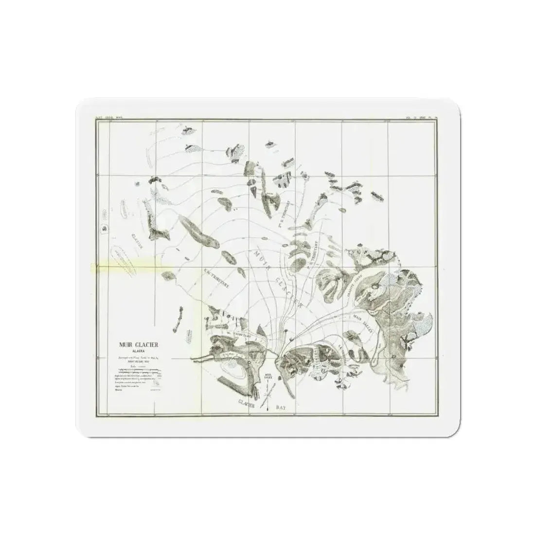Alaska - Muir Glacier (1890) (Map) Refrigerator Magnet - The Sticker Space