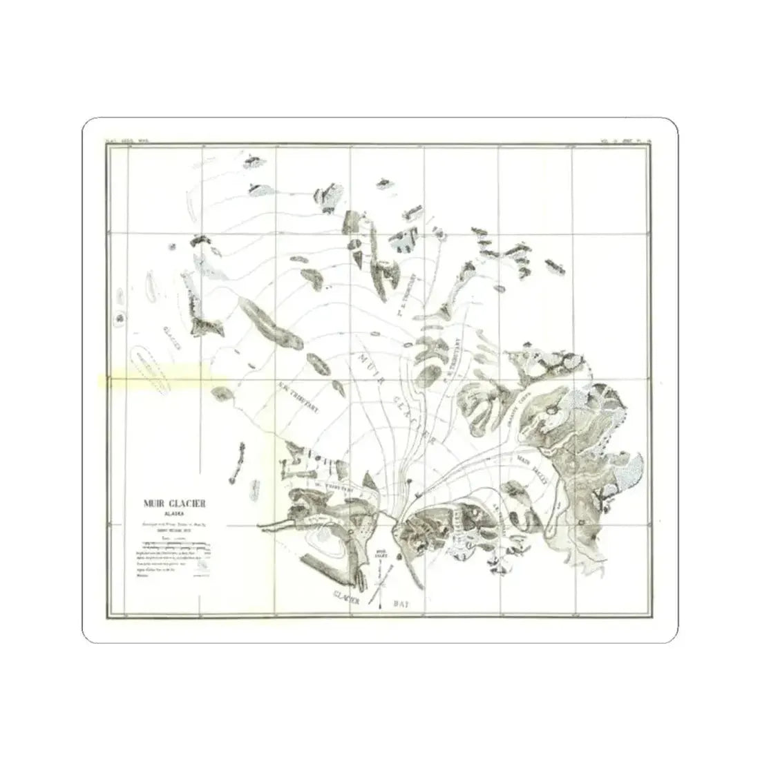 Alaska - Muir Glacier (1890) (Map) STICKER Vinyl Kiss-Cut Decal 2 Inch White - The Sticker Space