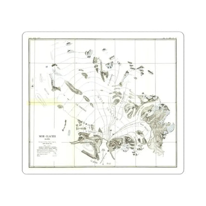 Alaska - Muir Glacier (1890) (Map) STICKER Vinyl Kiss-Cut Decal 3 Inch White - The Sticker Space