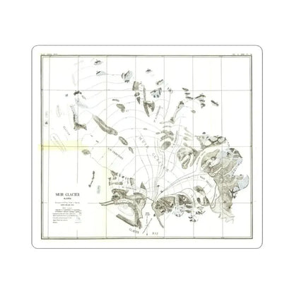 Alaska - Muir Glacier (1890) (Map) STICKER Vinyl Kiss-Cut Decal 4 Inch White - The Sticker Space