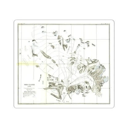 Alaska - Muir Glacier (1890) (Map) STICKER Vinyl Kiss-Cut Decal 6 Inch White - The Sticker Space