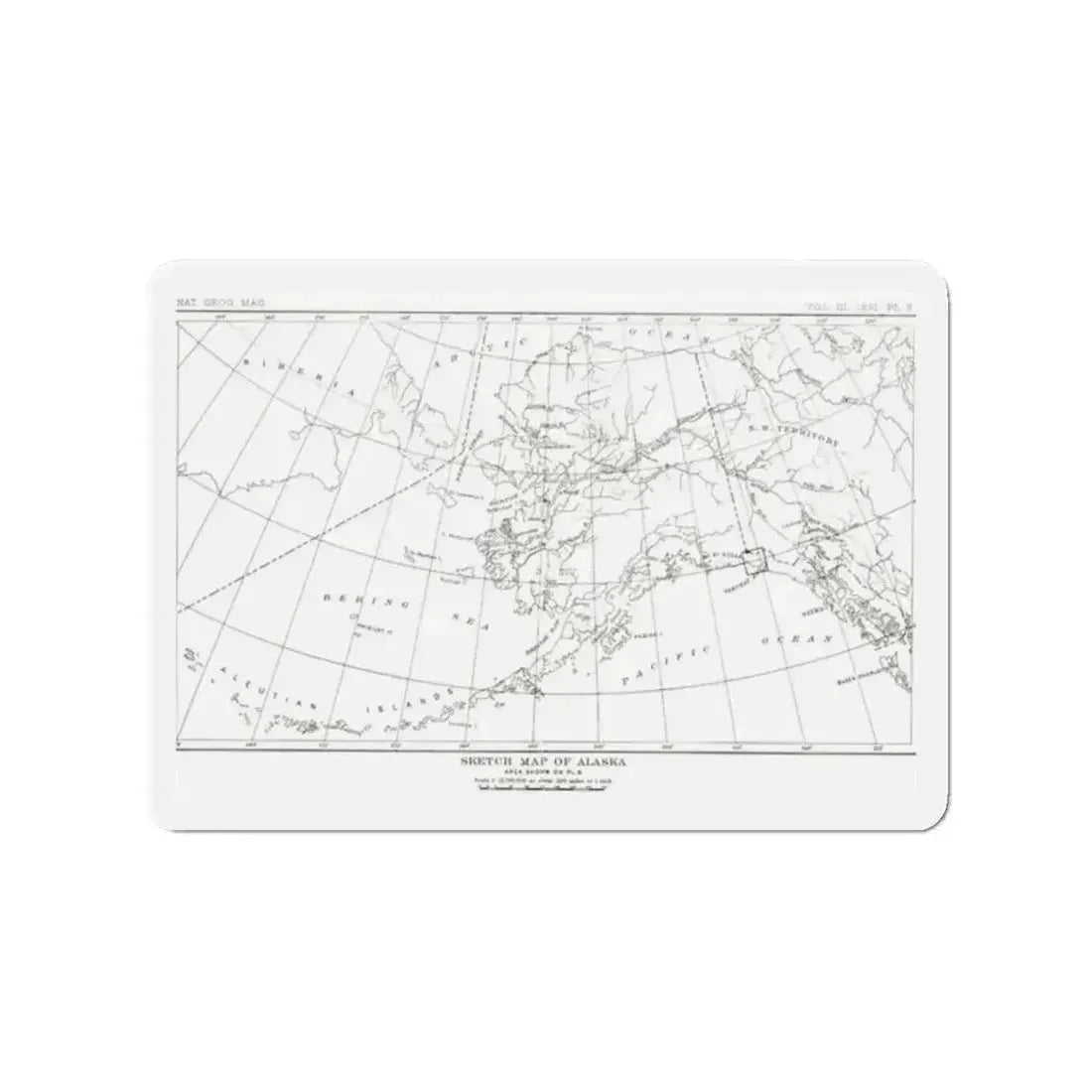 Alaska - Sketch Map (1891) (Map) Refrigerator Magnet 2 Inch - The Sticker Space