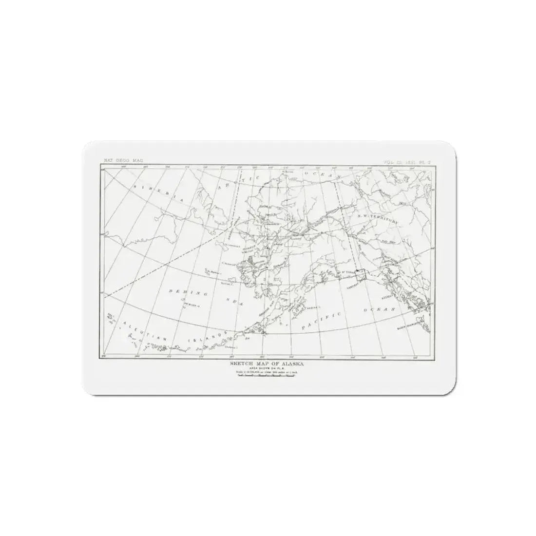 Alaska - Sketch Map (1891) (Map) Refrigerator Magnet 6 Inch - The Sticker Space