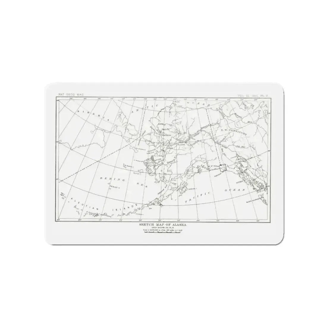 Alaska - Sketch Map (1891) (Map) Refrigerator Magnet - The Sticker Space