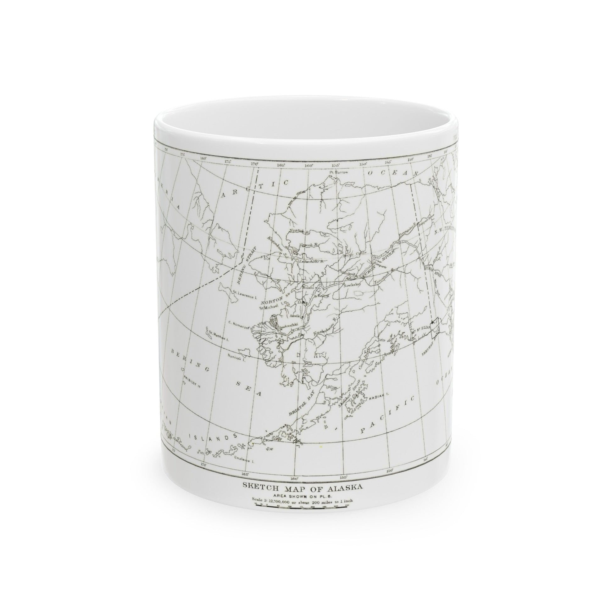 Alaska - Sketch Map (1891) (Map) White Coffee Mug-11oz-The Sticker Space