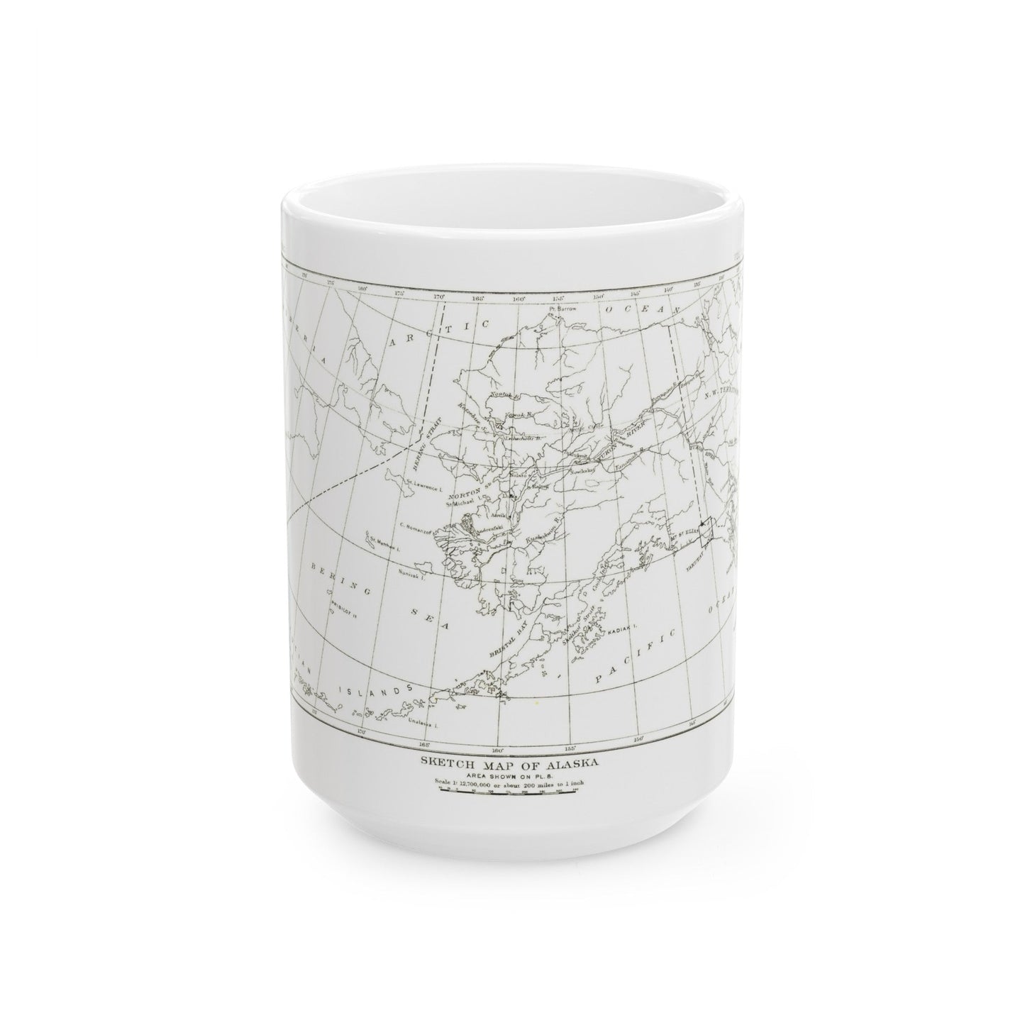 Alaska - Sketch Map (1891) (Map) White Coffee Mug-15oz-The Sticker Space