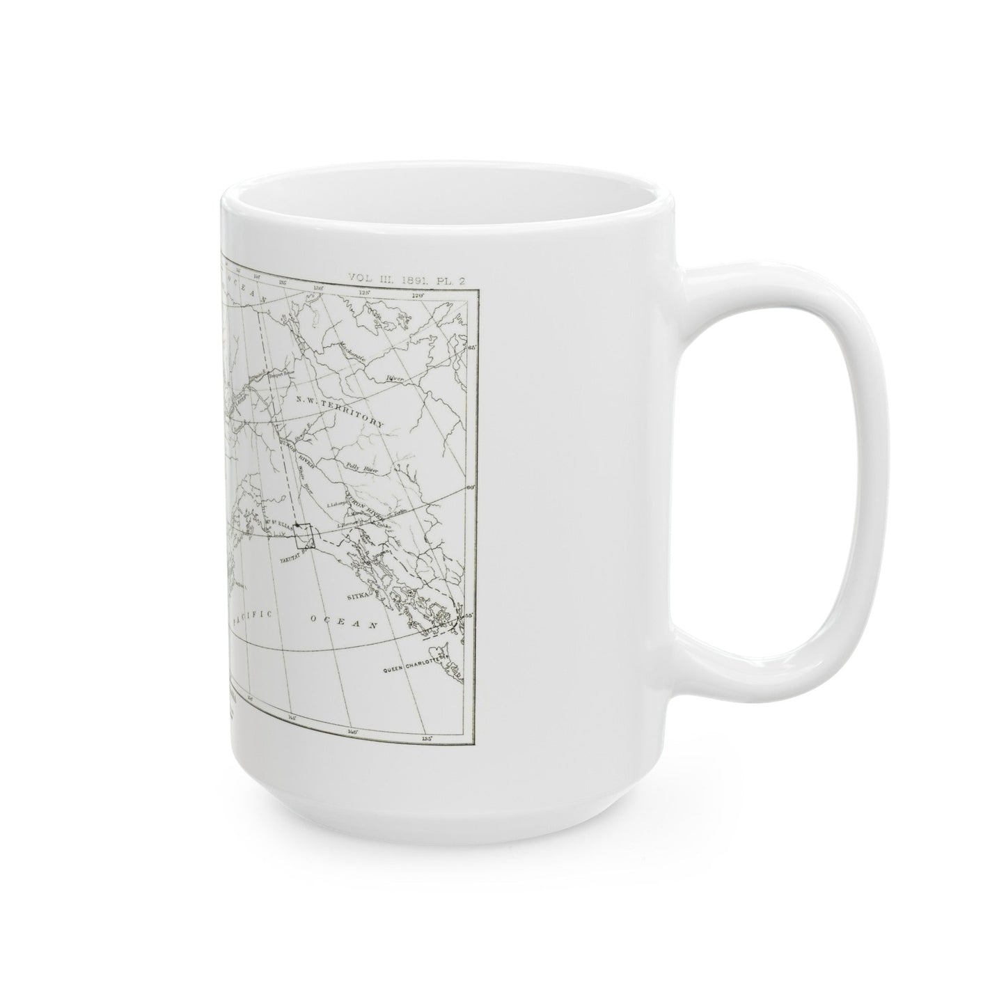 Alaska - Sketch Map (1891) (Map) White Coffee Mug-The Sticker Space