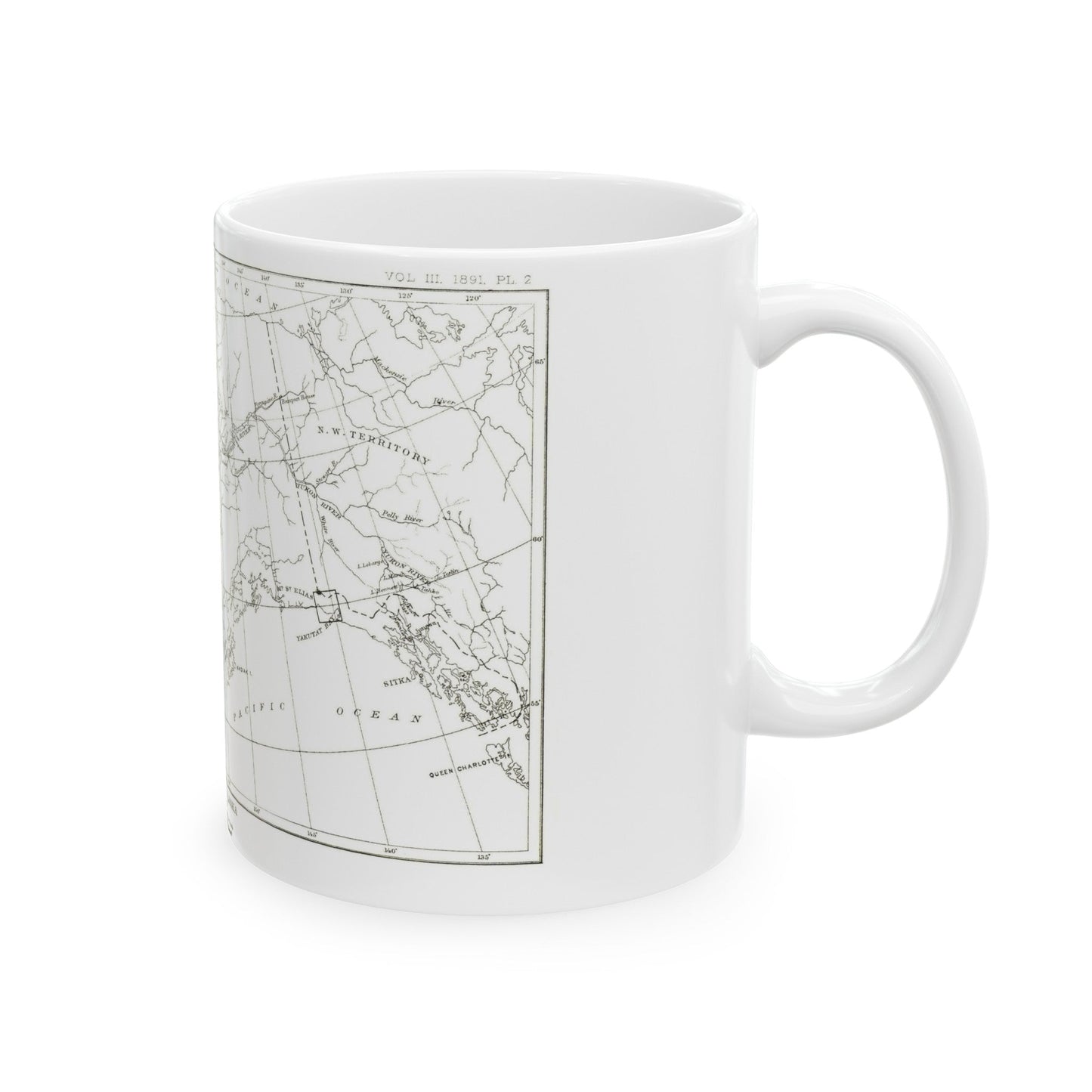 Alaska - Sketch Map (1891) (Map) White Coffee Mug-The Sticker Space