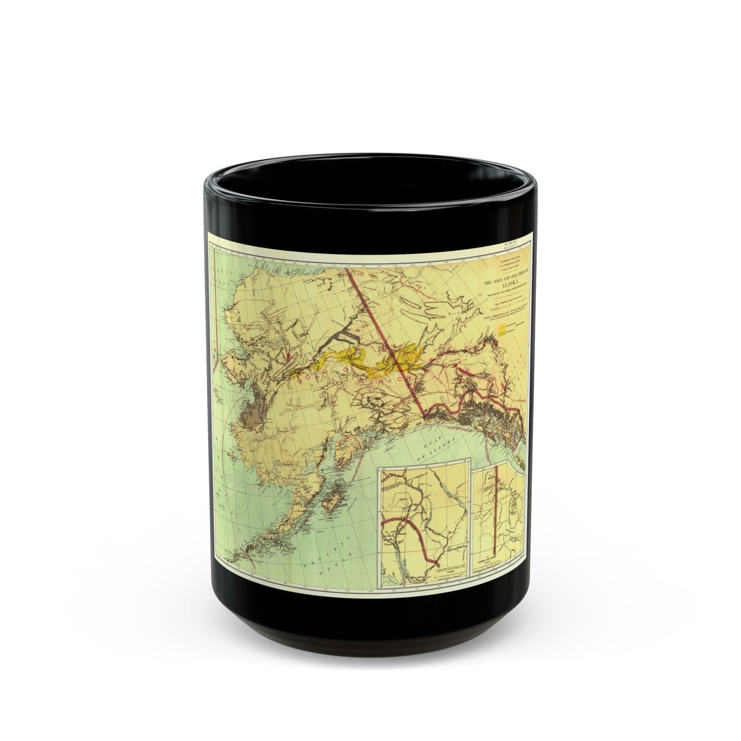 Alaska - The Gold & Coal Fields (1898) (Map) Black Coffee Mug-15oz-The Sticker Space