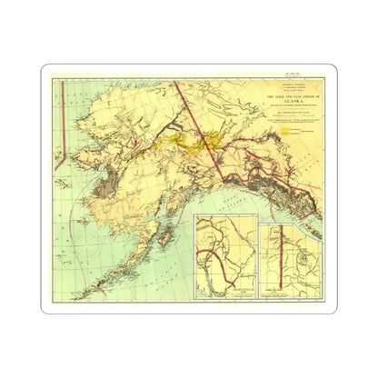 Alaska - The Gold & Coal Fields (1898) (Map) STICKER Vinyl Kiss-Cut Decal 6 Inch White - The Sticker Space