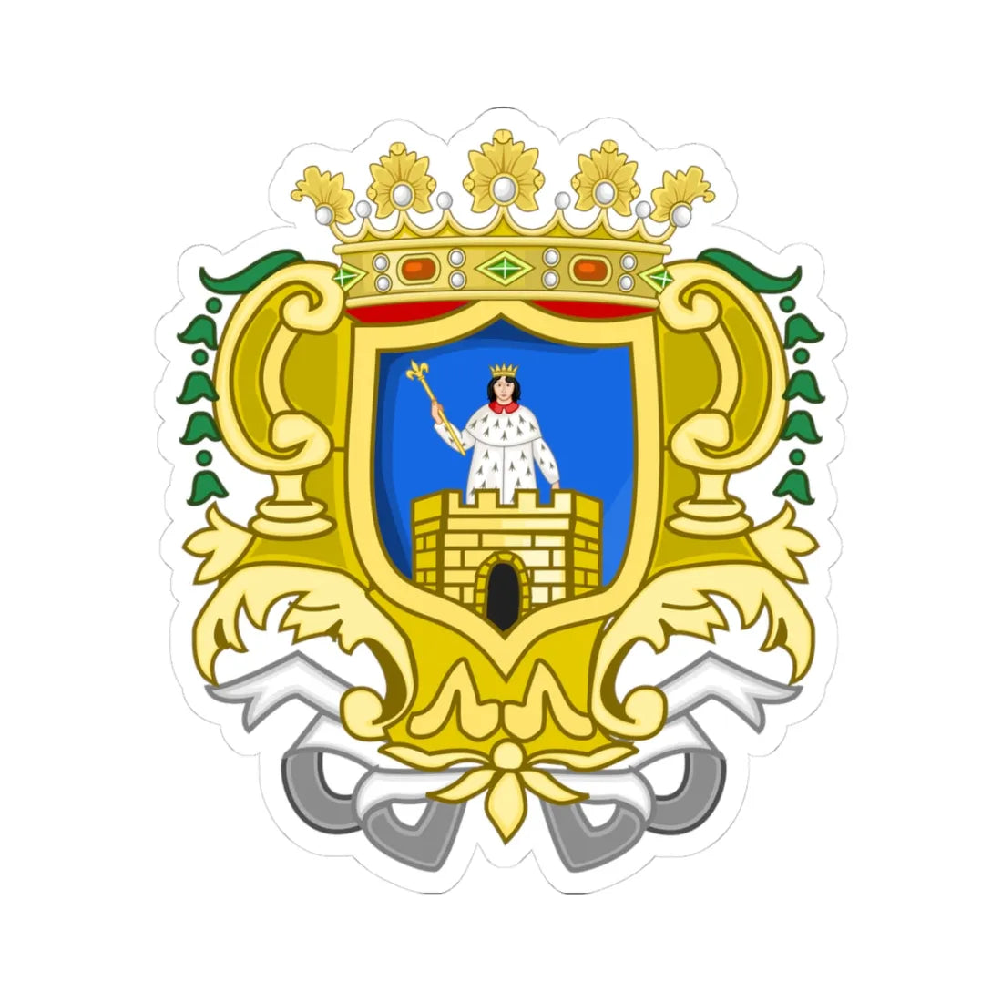 Alassio-Stemma Antico (Italy) (Coat of Arms) STICKER Vinyl Kiss-Cut Decal 3 Inch White - The Sticker Space