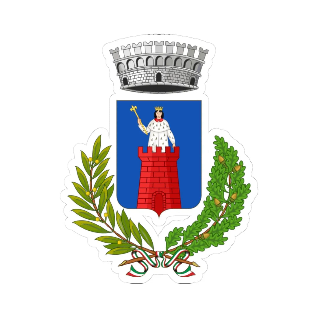 Alassio-Stemma (Italy) (Coat of Arms) STICKER Vinyl Kiss-Cut Decal 3 Inch White - The Sticker Space