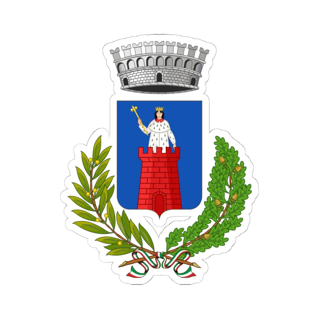 Alassio-Stemma (Italy) (Coat of Arms) STICKER Vinyl Kiss-Cut Decal 6 Inch White - The Sticker Space