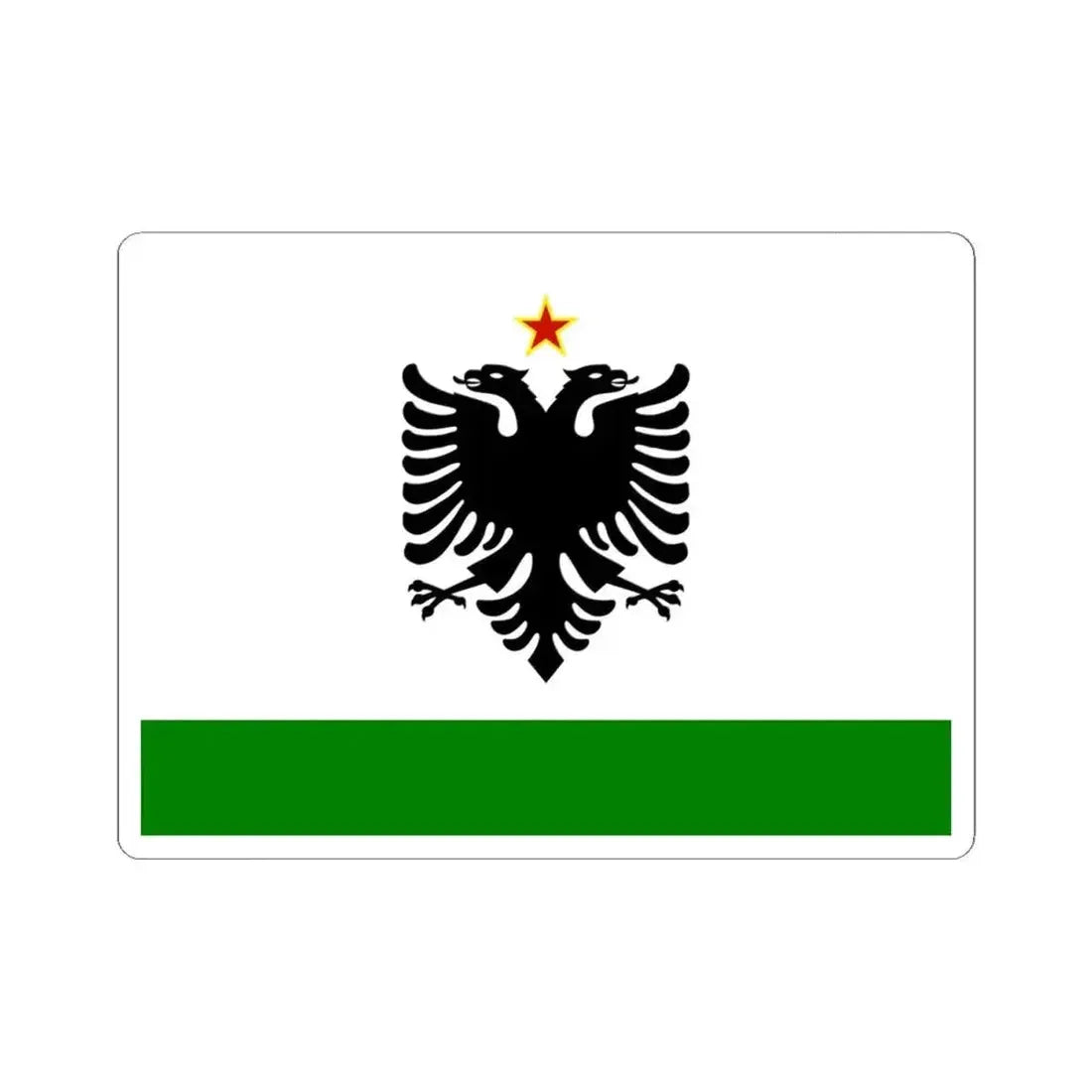 Albanian Coast Guard Ensign-1958-1992 (Albania) STICKER Vinyl Kiss-Cut Decal 4 Inch White - The Sticker Space
