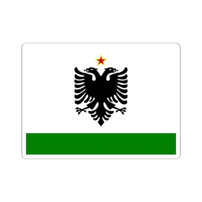 Albanian Coast Guard Ensign-1958-1992 (Albania) STICKER Vinyl Kiss-Cut Decal 4 Inch White - The Sticker Space
