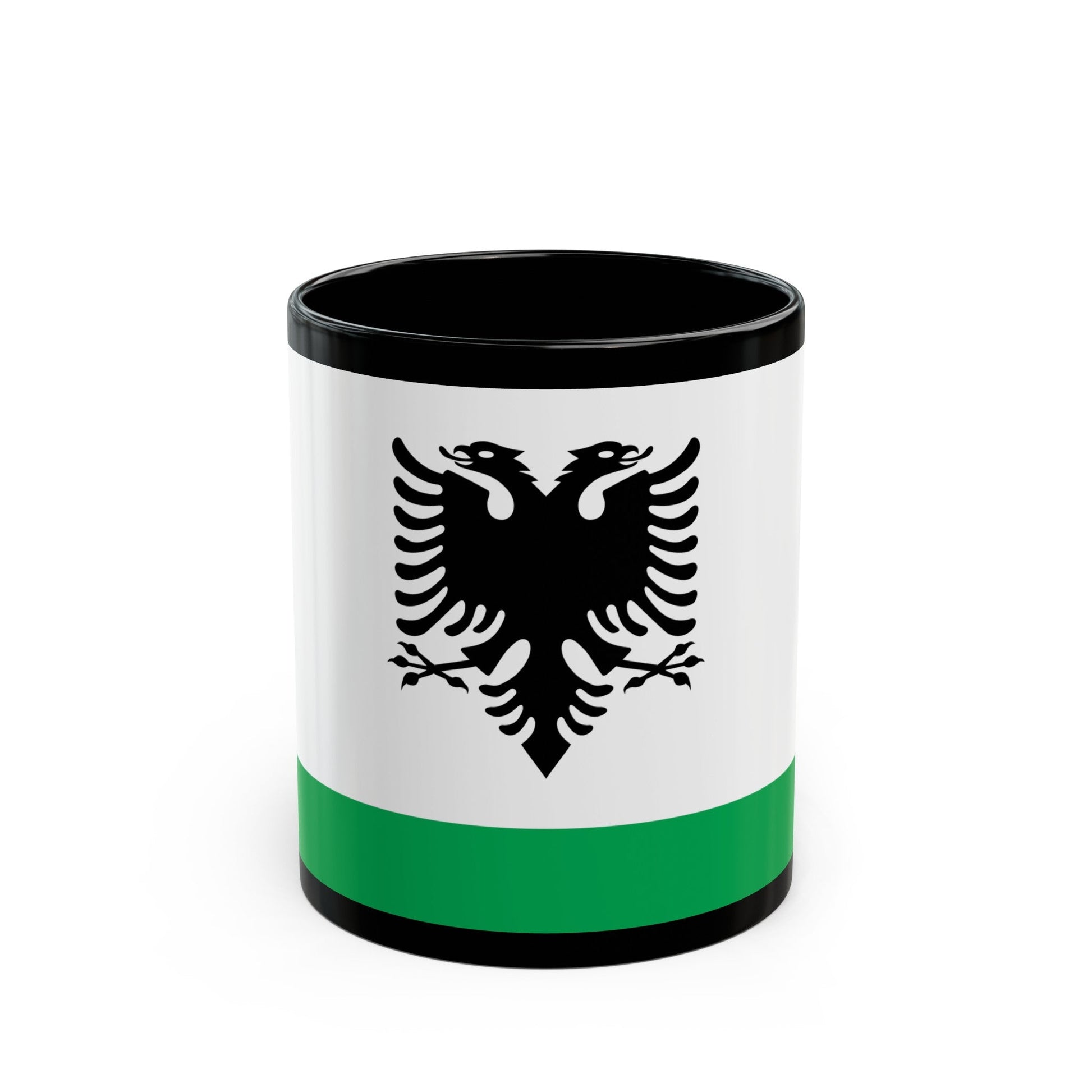 Albanian Coast Guard Ensign - Black Coffee Mug-11oz-The Sticker Space