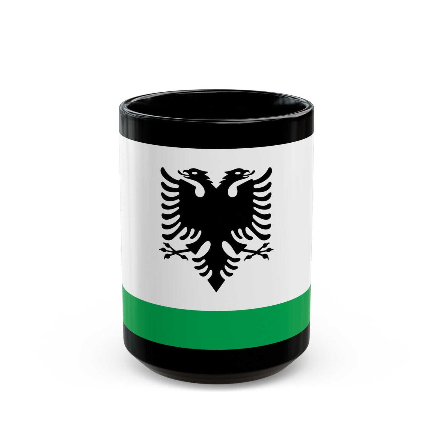 Albanian Coast Guard Ensign - Black Coffee Mug-15oz-The Sticker Space