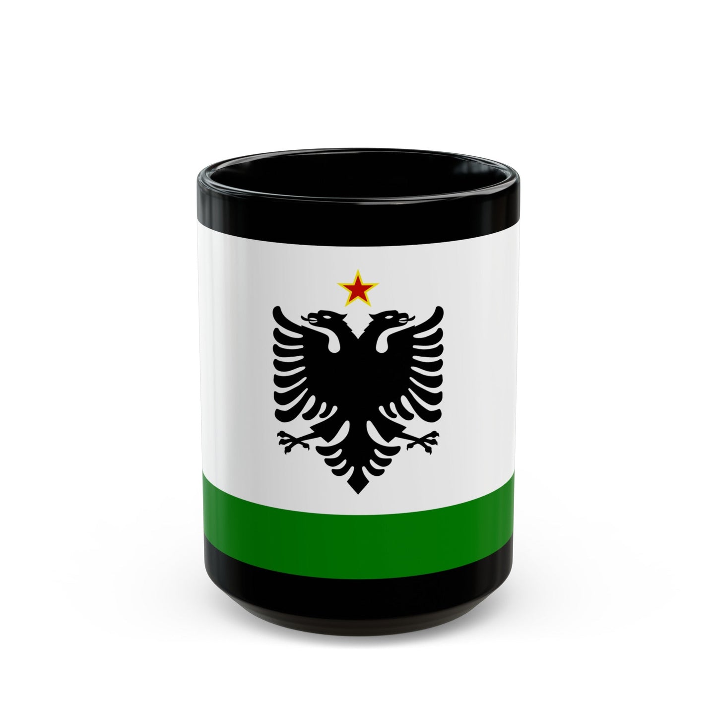 Albanian Coast Guard Ensign to 1958 to 1992 - Black Coffee Mug-15oz-The Sticker Space