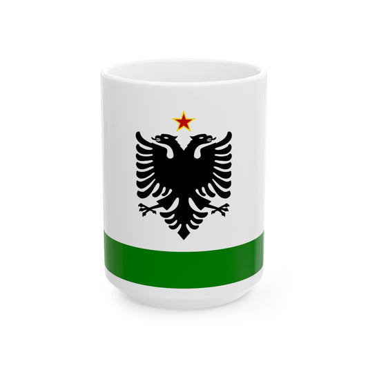 Albanian Coast Guard Ensign to 1958 to 1992 - White Coffee Mug-15oz-The Sticker Space