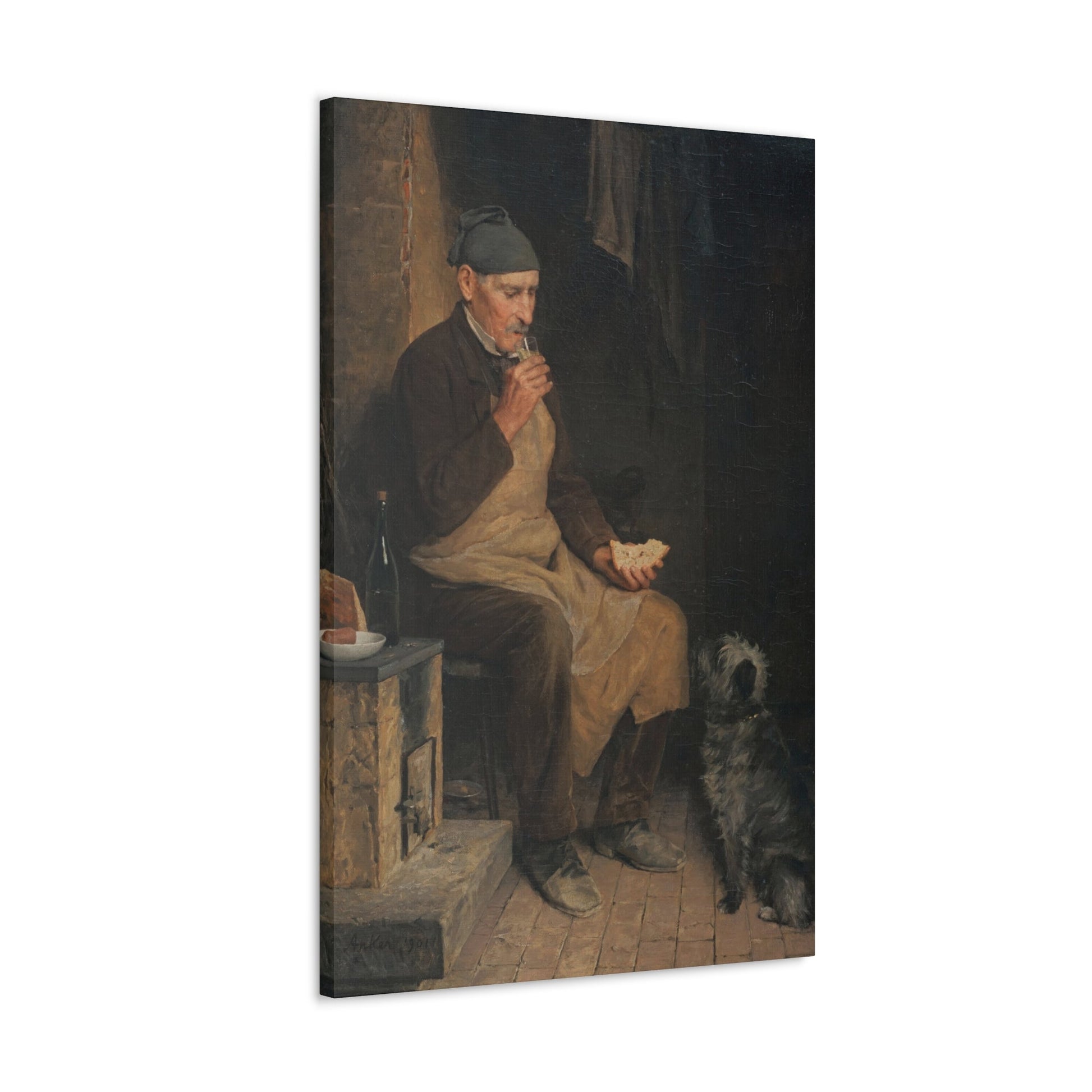 Albert Anker (1831-1910) Old Man Taking a Rest 1901 - Canvas Wall Art-The Sticker Space