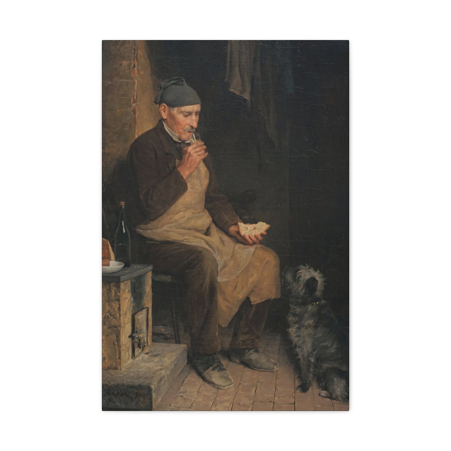 Albert Anker (1831-1910) Old Man Taking a Rest 1901 - Canvas Wall Art-20″ x 30″-The Sticker Space