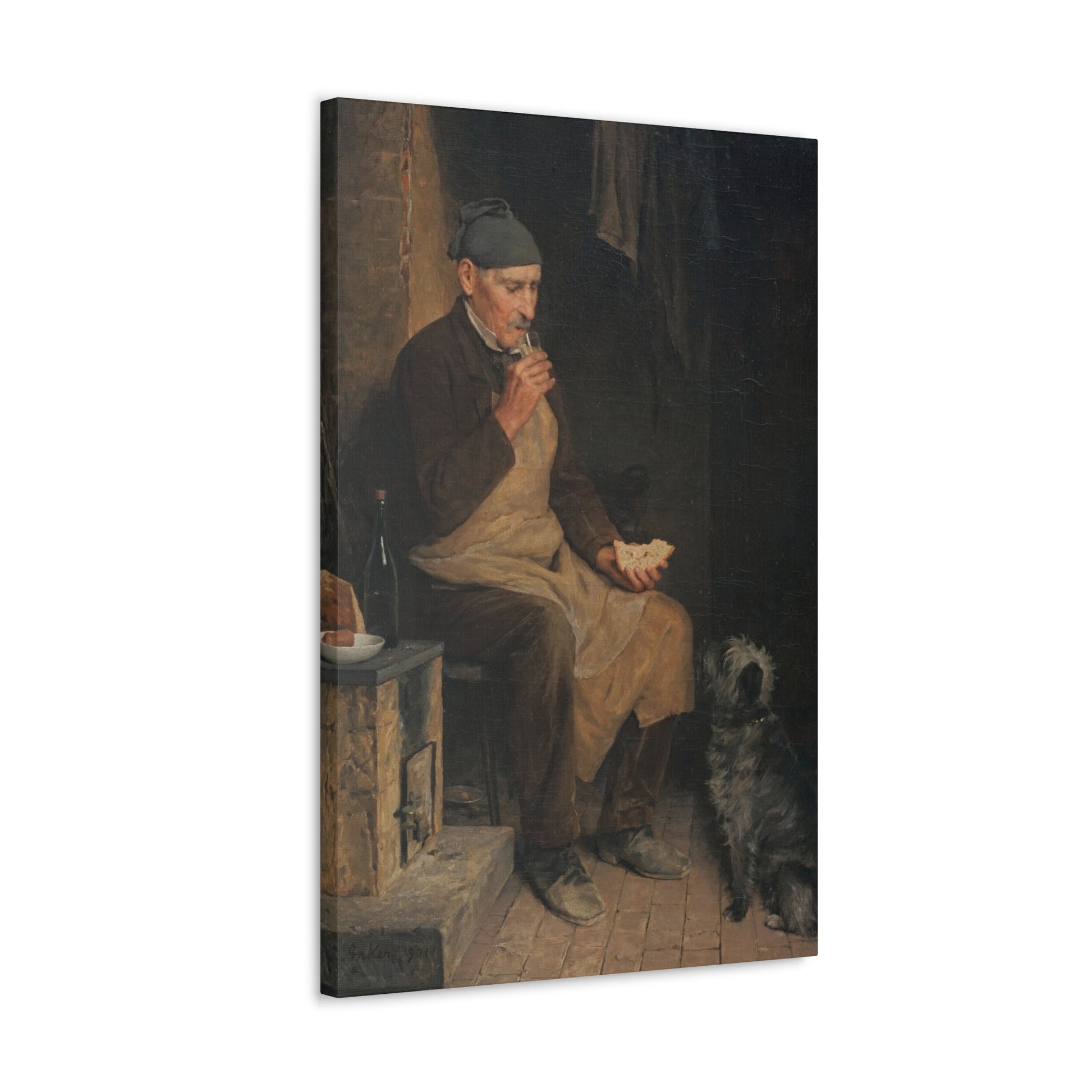 Albert Anker (1831-1910) Old Man Taking a Rest 1901 - Canvas Wall Art-The Sticker Space