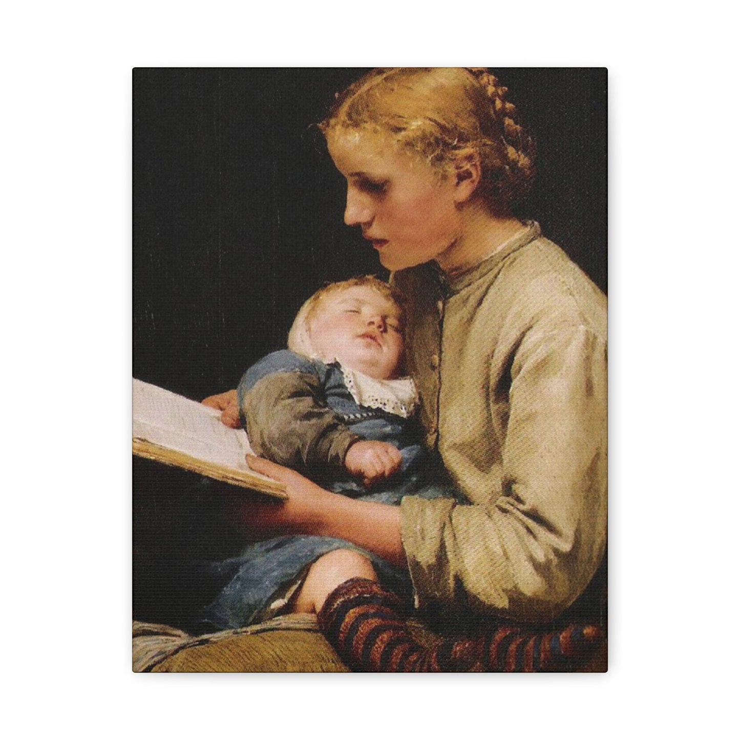 Albert Anker (1831-1910) Rosa und Bertha Gugger 1883 - Canvas Wall Art-11″ x 14″-The Sticker Space