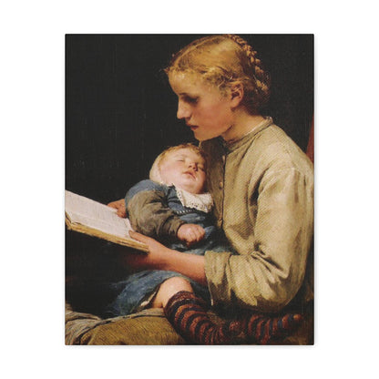 Albert Anker (1831-1910) Rosa und Bertha Gugger 1883 - Canvas Wall Art-16″ x 20″-The Sticker Space