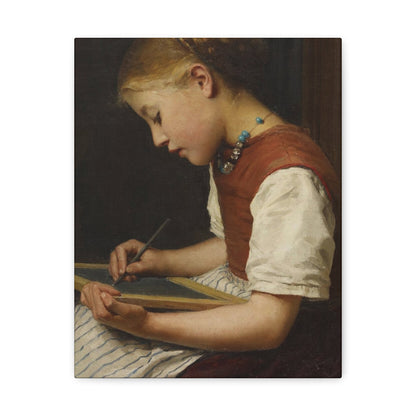 Albert Anker (1831-1910) Schoolgirl with her homework 1879 - Canvas Wall Art-11″ x 14″-The Sticker Space