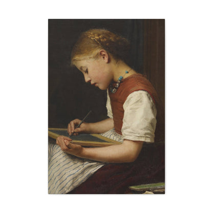 Albert Anker (1831-1910) Schoolgirl with her homework 1879 - Canvas Wall Art-20″ x 30″-The Sticker Space