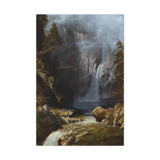 Albert Bierstadt (1830-1902) A Western Waterfall c1875 - Canvas Wall Art-24″ x 36″-The Sticker Space