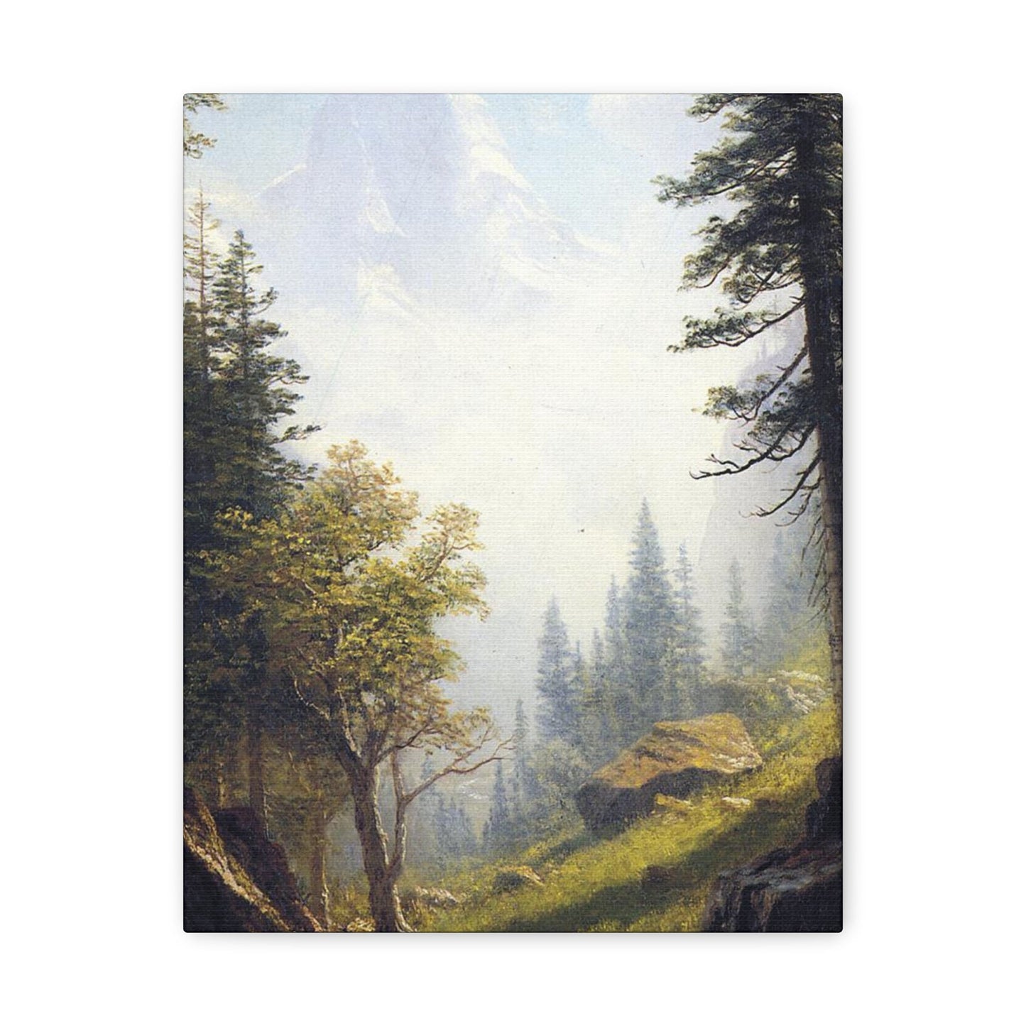 Albert Bierstadt (1830-1902) Among the Bernese Alps laid down on pan - Canvas Wall Art-11″ x 14″-The Sticker Space