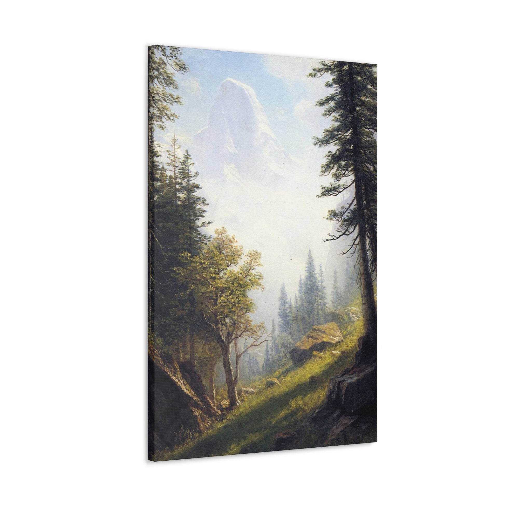 Albert Bierstadt (1830-1902) Among the Bernese Alps laid down on pan - Canvas Wall Art-The Sticker Space